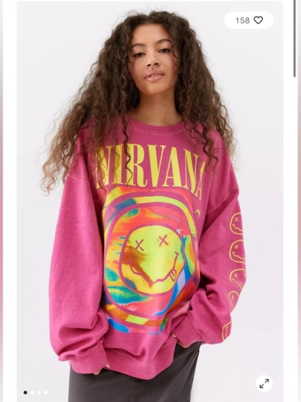 Urban outfitters Nirvana Pink Graphic Crewneck Sweatshirt L/XL